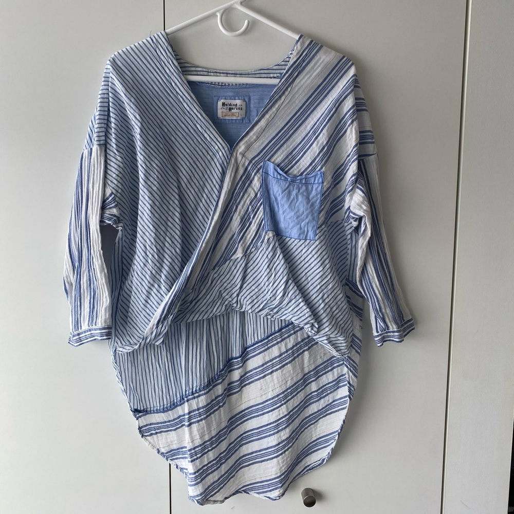 Anthropologie high/low linen blouse
